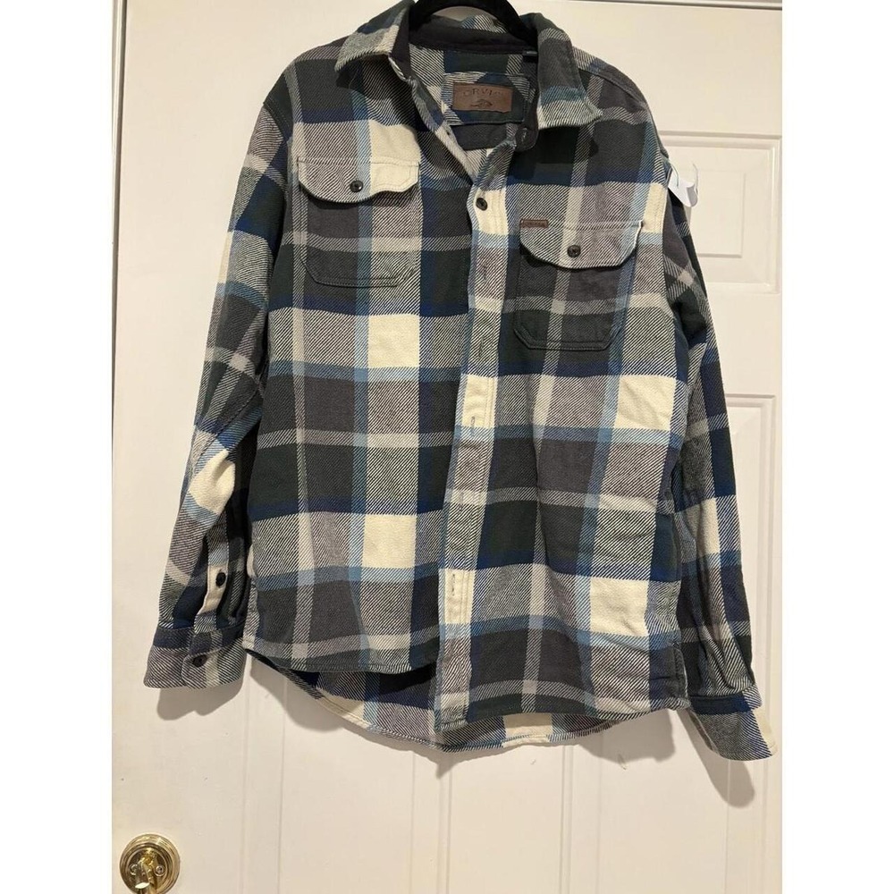 Men's‎ sz M Thick plaid lannel shirt/jacket brown #1012
